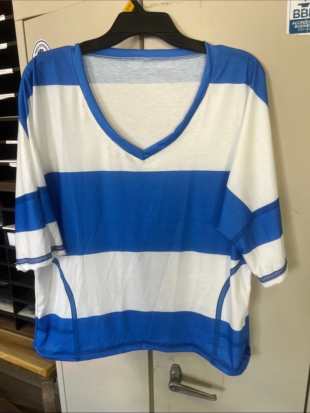 Blue and White Striped Two-Piece Lounge Set